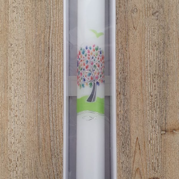 Taufkerze Lebensbaum Gottes Hände